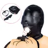 Nxy Sm Bondage Sex Toys Bdsm Cappuccio in pelle Blindfold Head Harness Mask con pene Bocca Gag Fetish Slave per donna Uomo Adulto Shop220419