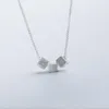 Anhänger Halsketten Persönlichkeit Dreidimensionaler Block Gebürstet Silber Überzogene Schmuck Koreanische Mode Schlüsselbein Kette XL144