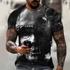 T-shirt da uomo 2022 Primavera ed estate T-shirt stampata 3D Skull Evil a maniche corte Street Trend Top in cotone Lycra oversize ad alta definizione