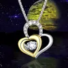 Pendant Necklaces Simple Love Zircon Heart Necklace For Women Gold Silver Color Courtship Marriage Bride Valentine Day Gift Jewelry