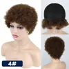 Remy Short Afro Chinky Curly Wave Brazilian человеческие парики с черным коричневым цветом для женщин с взрывом/бахромой 220707