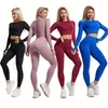 Women Seamless Yoga Set Butt Lift Leggings Crop Top Sports Clothes Female Gym Clothing Workout Outfit For Fitness Suits 220330