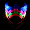 Halloween LED Rave Toy Devil Horn Light Up Headband Lampeggiante-Corno Decorazioni per feste di Natale Copricapo glitterato