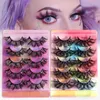 New Arrival Thick Curly Crisscross 5 Pairs Mink False Eyelashes Set Soft & Vivid Reusable Handmade Multilayer 3D Fake Lashes Full Strip Colourful Eyelashes Tray