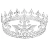 Barock vintage Royal King Crown för män Hela runda sliver Big Gold Tiaras och Crowns Prom Party Costume Hair Accessories Men H220414