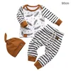 Kleidung Sets 2 stücke Baby Kleidung Outfit Junge Kleinkind Langarm Top Streifen Hosen Hut Kappe 100 cm Kleidung