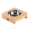 Pet Food Water Feeding Bowl dla psów Koty Naturalne Bambusowe Stent Single / Double Stołowe Bilans Środowiska S19 20 220323