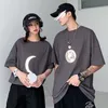 % 100 pamuk Japonya Tişört Erkek Gri Yansıtıcı Tshirt Yaz Çift Komik Üstler Hip Hop Japonya Harajuku Üstler Erkek Günlük Tops 220608