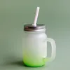 14-Unzen-Sublimationsglas-Einmachglas mit Strohhalm, Farbverlaufsglasbecher, Thermotransfer-Wasserflasche, bunte sublimierte Tassen, Mindestmenge: 36 Stück