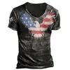 Camisetas Vintage de verano para hombre, ropa informal con estampado 3D de bandera de EE. UU., cuello redondo de poliéster, ropa holgada de manga corta para hombre, camiseta de gran tamaño 220607