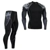 Tute da uomo Abbigliamento da uomo Compression Union Suit 2 pezzi Tuta Rashgard Kit MMA Camicia stampata 3D Collant Manica lunga T