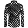 Svart vit polka dot skjorta män kemis homme casual knapp upp mens klänning skjortor trädgård punkt kamisor maskulina USA storlek xs-xxl 220514