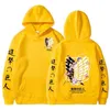 Japanska anime grafiska hoodies män attackerar på titan tryck pullover tröja haruku kläder unisex hane