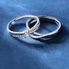 1 Pair Copper Plated Platinum Resizeable Cross Connection Twist Couple Ring Zircon Adjustable Engagement Wedding Ring Men Women Festival Gift Finger Jewelry