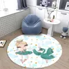 Tapijten Noordse roze dansende meid Cartoon Ronde Kinderen Tapijten Bedmat voor meisjes Slaapkamer Decoratie Tapijt spelen Zachte WashableCarpets