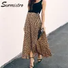 SURMIITRO Polka Dot Print Long Maxi Summer Skirt Women Fashion White Black Split High Waist Sun Wrap A Line Skirt Female 220701