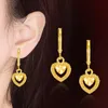 Pendientes de corazón para mujer, joyería de gota a la moda, pendientes de Metal dorado esmaltados, regalos para niñas, joyería elegante Simple de moda