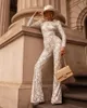Women's Jumpsuits & Rompers European Summer Composite Lace Long Sleeve Exquisite Temperament Slim Women Playsuits Fashion Streetwear 2022Wom