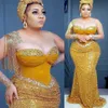 Plus taille arabe aso ebi or sirène scintillant robes de bal scintillantes cristaux de perles soirée formelle deuxième réception d'anniversaire de fiançailles d'anniversaire robe zj999 407