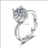 Pierścienie zespołowe biżuteria Style S925 Sterling Sier Moissanite Ring Kobiety moda Regulowana hurtowa dostawa 2021 DNQWK