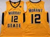 NCAA Murray State Racers Ja Morant College Jerseys 12 Basquete Marinha azul Branco Amarelo Cor da equipe All Stitched University Breathable For Sport Fans de boa qualidade