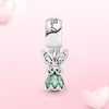 Real 925 Silver Charm Tinker Bell Pingente Fairy Castle Fit Pandora for Women Jewelry Gift