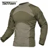 TACVASEN Hommes Été Tactique T-shirt Armée Combat Airsoft Tops À Manches Longues T-shirt Militaire Paintball Chasse Camouflage Vêtements 5XL 220323