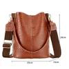 Evening Bags Leather Crossbody Women Largecapacity Patchwork Fashion Bucket Pattern Shoulder Messenger Handbag 220630