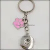 Key Rings Jewelry Enamel Dog Cat Paw Prints 18Mm Snaps Button Keychain Charm Chain For Keys Car Ring Souvenir Couple Handbag A30 Drop Delive