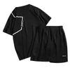 Men s Set Sportswear Kit Short Sleeve Sports Sport Shirt som kör 2st för fotboll Gym Fitness T Shirts Shorts Set 220616
