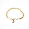 Brins de perles 5 pièces mode perles d'or Bracelets breloque Zircon coeur perle coquille Bracelet pour femmes bijoux Lars22