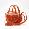 Funny Watermelon Straw Handbags Rope Woven Orange Crossbody Crossbody Bags Summer Beach Bag Braid Small Basket Poundes 220427