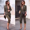 Women039s Jumpsuits Rompers Fashion Cargo Jumpsuit Buckle Belt Military Romper Front Zip Rands Overalls Green Female Long S1742598