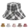 Double-Sided Color Plaid Women's Striped Bucket Hat Wear Big Brim Bucket Hats Japanese and Korean Style Fashion Sun-Proof Sun Protection Sun cap
