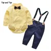 Top and Top Autumn Boys Biets Ropa Baby Boy Gentleman atuendo de manga larga camisa con pantalones de arco J220711