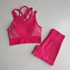 Summer Seamless Yogi Zestaw Kobieta Trening Sport Gym Crop Top Spodenki Cysternek Strój Fitness Siłownia Odzież 220330