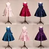 Abiti da ragazza Flower Girl Elegant Bow Girls Princess Dress For Party Borgogna O-Collo senza maniche A-Line Pageant DressesGirl's