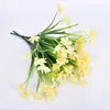 Dekorative Blumenkränze, künstliche Seidenblumen aus Kunststoff, Heimarrangement, 7 Gabeln, Frühlingsgras, Orchidee, Narzisse, Simulation einer Magnolienblume