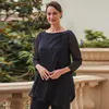 Abiti da cerimonia per la madre della sposa in chiffon nero per abiti da cerimonia da donna drappeggiati con perline