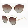 0292 # Lunettes de soleil pour femme homme homme designer de luxe avec boîte de haute qualité grand oeil de chat 57mm rond UV400 Cadre en métal noir Rose Lentille femme mode femmes Lunettes de soleil