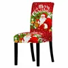 Sandalye kapakları 3D Noel Baba Yemek Odası Sandalyeleri için Baskı Kapağı Yüksek Geri Yaşayan Noel Partisi Dekorasyon