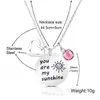 Pendentif Colliers En Acier Inoxydable Pour Femmes Forme De Coeur Gravé Vous Êtes Mon Soleil Tournesol Collier Pierre De Naissance BijouxPendentif