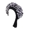 Berets Fashion Silk Bonnet voor krullend haar Large Satin met Tie Band Douche Cap Jumbo Braids Dames Slaapkappen