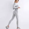 Seamless Fitness Yoga Sets Cloding Set Sportanzug tragen Fitnessstudio Kleidung Langarm Leggings Frauen passen J220706