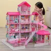 QWZ Baby Diy Doll House Девочки притворяются игрушками ручной замок кукла домов подарки на день рождения образовательные игрушки кукла Вилла для девочки LJ201126