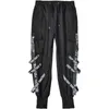 Calças de carga de hip hop masculina e outono fita joggers streetwearspantes harajuku preto casual homem calças de tornozelo g220507