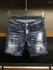 Men's Jeans Dsqpleind2 Men Summer Shorts Biker Short Pants Denim Clothing Skinny Hip Hop Streetwear Washed Hole Man Slime Splicing