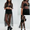 Sarongs Women See Through Bikini Cover Up Gauze Mesh Midi Dress Sheer Maxi Tulle Lace Long Beach Females Sexy Suit Sarongs2304