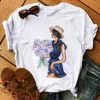 ファッションウィメンTシャツヒマワリの女の子プリントTシャツカジュアルブラックトップ90SレディースガールTシャツ女性ハラジュクグラフィックTシャツ220526