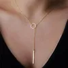 Chains 1pc Womens Unique Charming Tone Bar Circle Lariat Necklace Chic Y Shaped Gold Color Style Pendant7703711